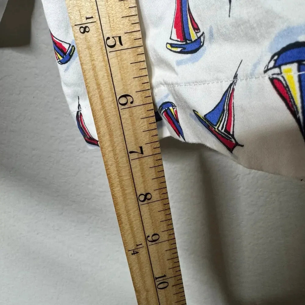 Talbots Women’s Size 6 Sailboat Print Shorts White Red Blue Nautical Cotton‎